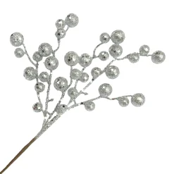 SPRAY BERRY 15″ SILVER GLITTER