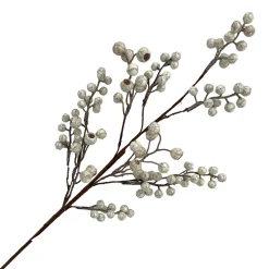 SPRAY BERRY CLUSTER 27.5″ WHITE/SILVER GLITTER
