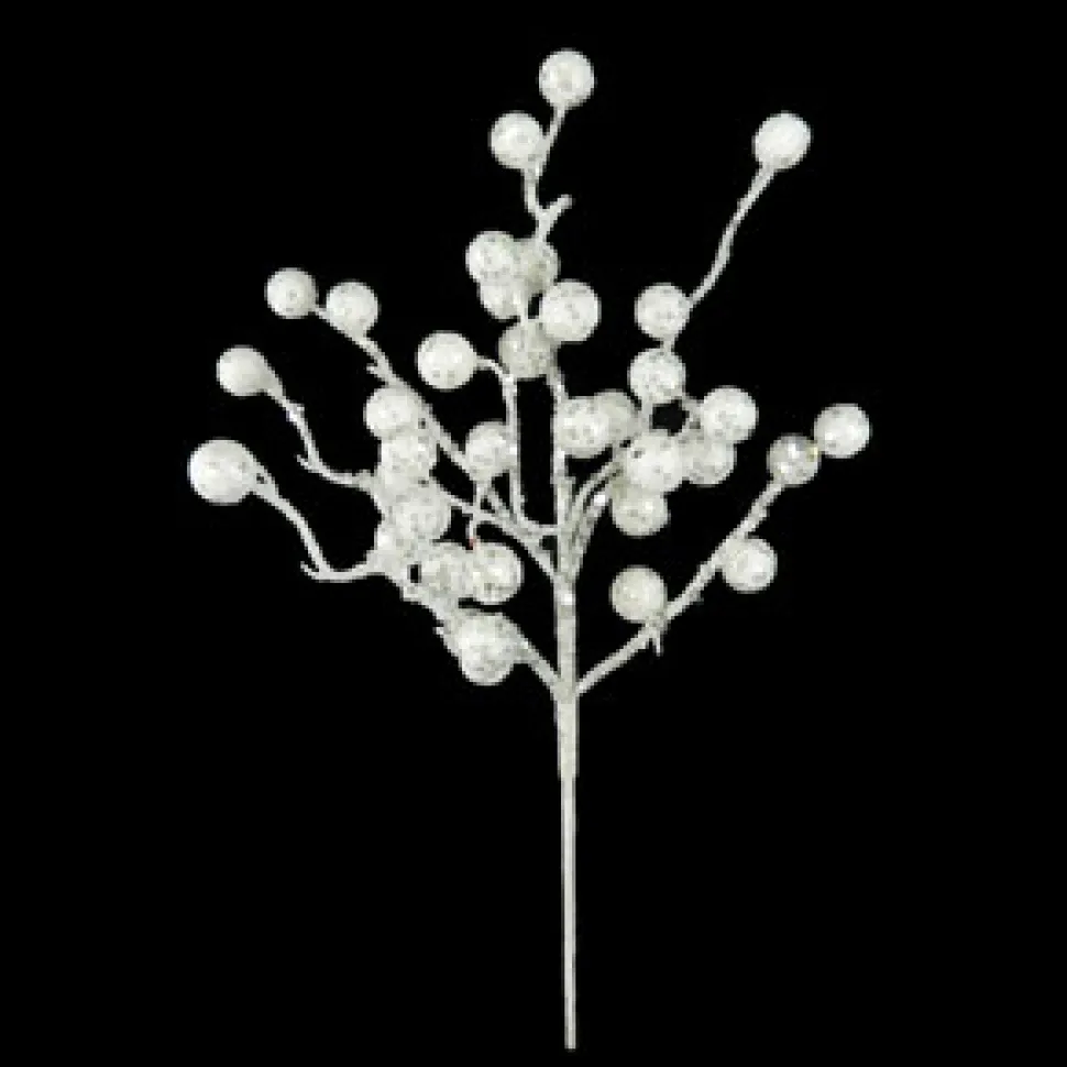 SPRAY BERRY LARGE 16″ WHITE GLITTER