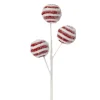 SPRAY CANDY CANE BALL 14.5″ X3 RED /WHITE FROSTED