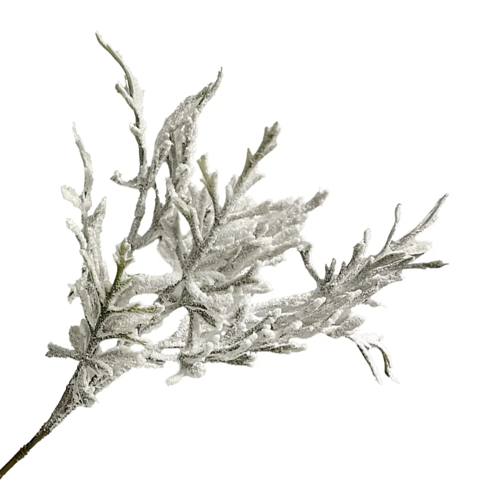 SPRAY DAISY LEAF 20.5″ GREEN FROSTED/SNOWED