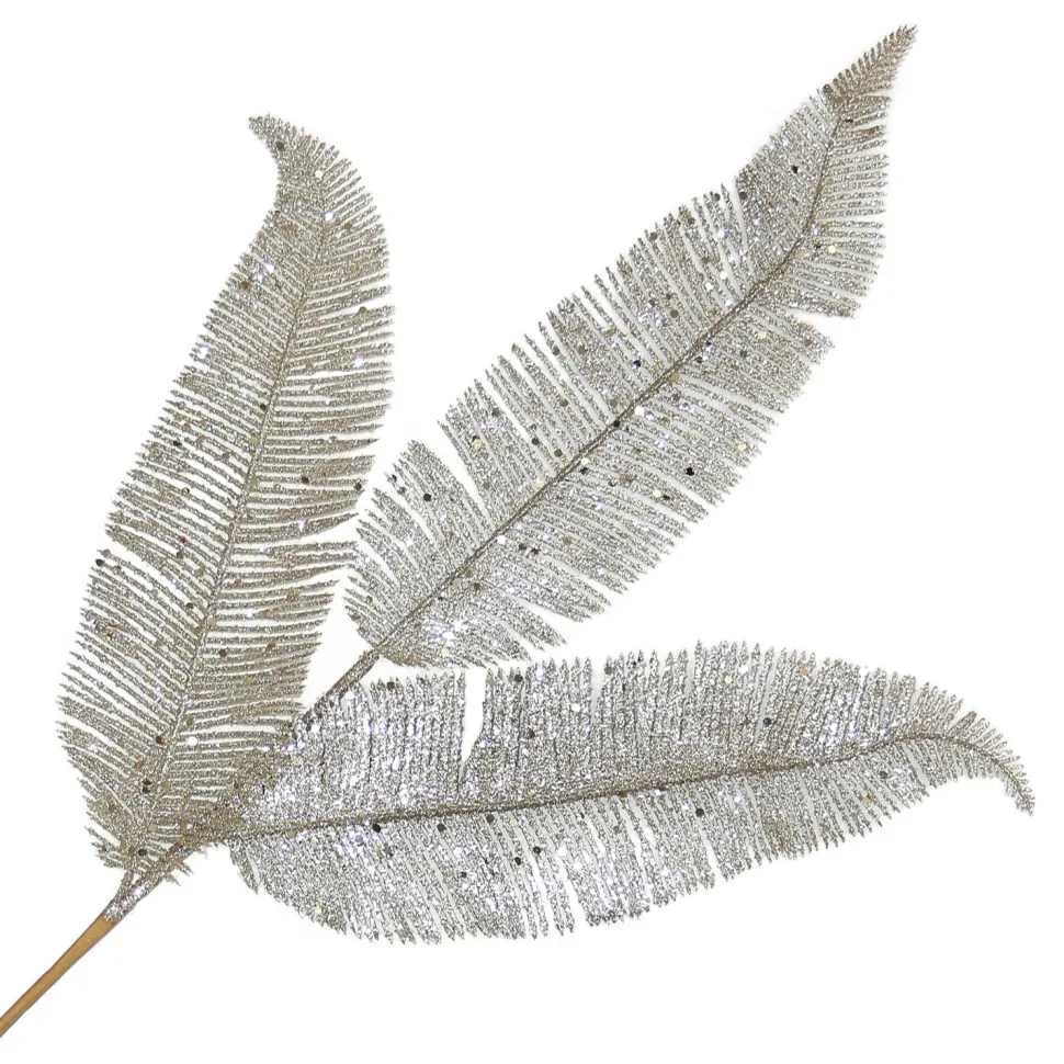 SPRAY FERN LEAVES 23.5″ CHAMPAGNE GLITTER