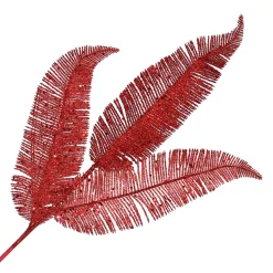 SPRAY FERN LEAVES 23.5″ RED GLITTER