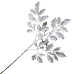 SPRAY FLOCKED HOLLY LEAVES 25″