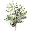 SPRAY FLOCKED PINE 18″ RED BERRY W/ ASST. LEAVES