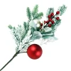 SPRAY FLOCKED PINE 18″ RED BERRIES W/ BALLS RED/GREEN/GOLD