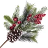 SPRAY FROSTED PINE 16″ RED BERRY W/ MIXED NEEDLE PINE & CONE