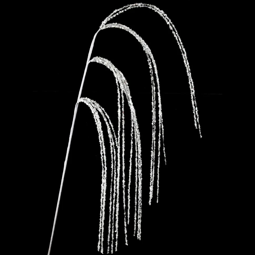 SPRAY GRASS HANGING 24″ SILVER GLITTER