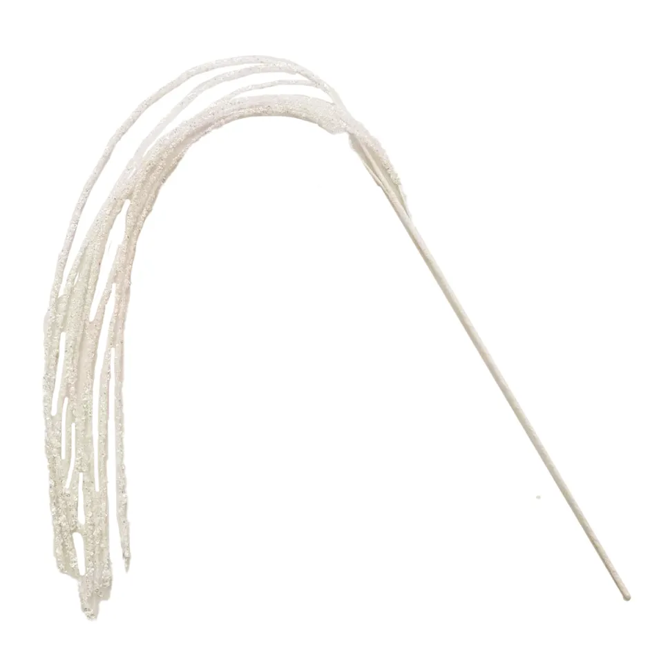 SPRAY GRASS HANGING 49.5″ WHITE SHINY/GLITTER