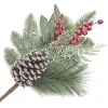 SPRAY GRN 16″ MIXED PINE, CEDAR, RED BERRIES & CONES ICED/ ICED / FROSTED