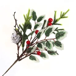 SPRAY GRN HOLLY 12″ RED BERRY & GREENERY