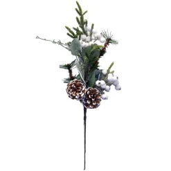 SPRAY GRN PINE 16″ WHITE BERRY MIXED PINE W/ PINE & CONE