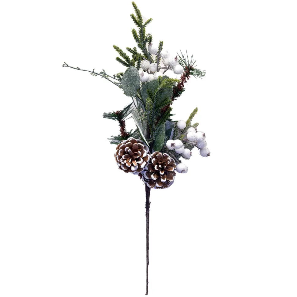 SPRAY GRN PINE 16″ WHITE BERRY MIXED PINE W/ PINE & CONE