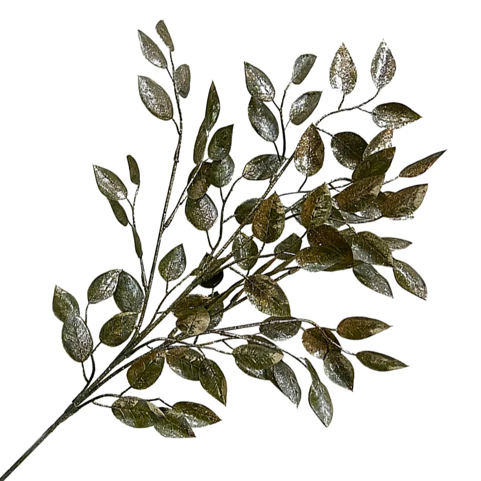 SPRAY LEAVES APPLE 29.5″ GREEN GLITTER