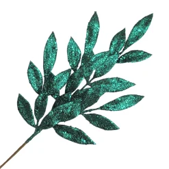 SPRAY LEAVES BAY 22″ EMERALD GREEN GLITTER