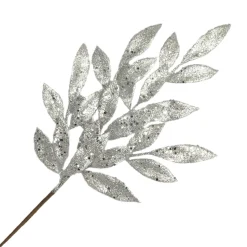 SPRAY LEAVES BAY WHITE/SILVER GLITTER