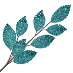 SPRAY LEAVES FABRIC 27.5″ PEACOCK GREEN FABRIC | GLITTER
