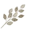SPRAY LEAVES FABRIC 30″ PLATINUM W/ BEADS GLITTER & SEQUINS
