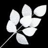 SPRAY LEAVES FABRIC 29″ WHITE AND SILVER GLITTER LEAVES