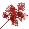 SPRAY LEAVES FAN SHAPE 18″ RED GLITTER