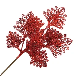 SPRAY LEAVES FAN SHAPE 18″ RED GLITTER
