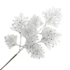 SPRAY LEAVES FAN SHAPE 18″ WHITE/SILVER GLITTER