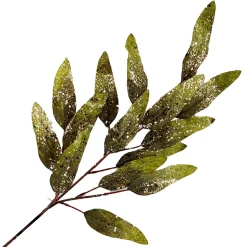 SPRAY LEAVES LONG 27″ GREEN W/ GOLD GLITTER