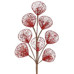 SPRAY LEAVES MESH 26″ RED GLITTER