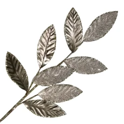 SPRAY LEAVES METALLIC 28.5″ SMOKE GREY FABRIC | GLITTER