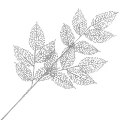 SPRAY LEAVES NET 31.5″ SILVER GLITTER