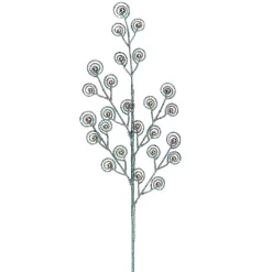SPRAY LEAVES PEACOCK 28″ GREEN GLITTER