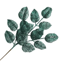 SPRAY LEAVES ROSE 22″ EMERALD GREEN GLITTER