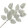 SPRAY LEAVES ROSE 22″ WHITE/SILVER GLITTER