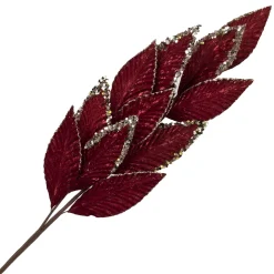 SPRAY LEAVES VELVET 26.5″ BURGUNDY W/ CHAMP GLITTER BORDER