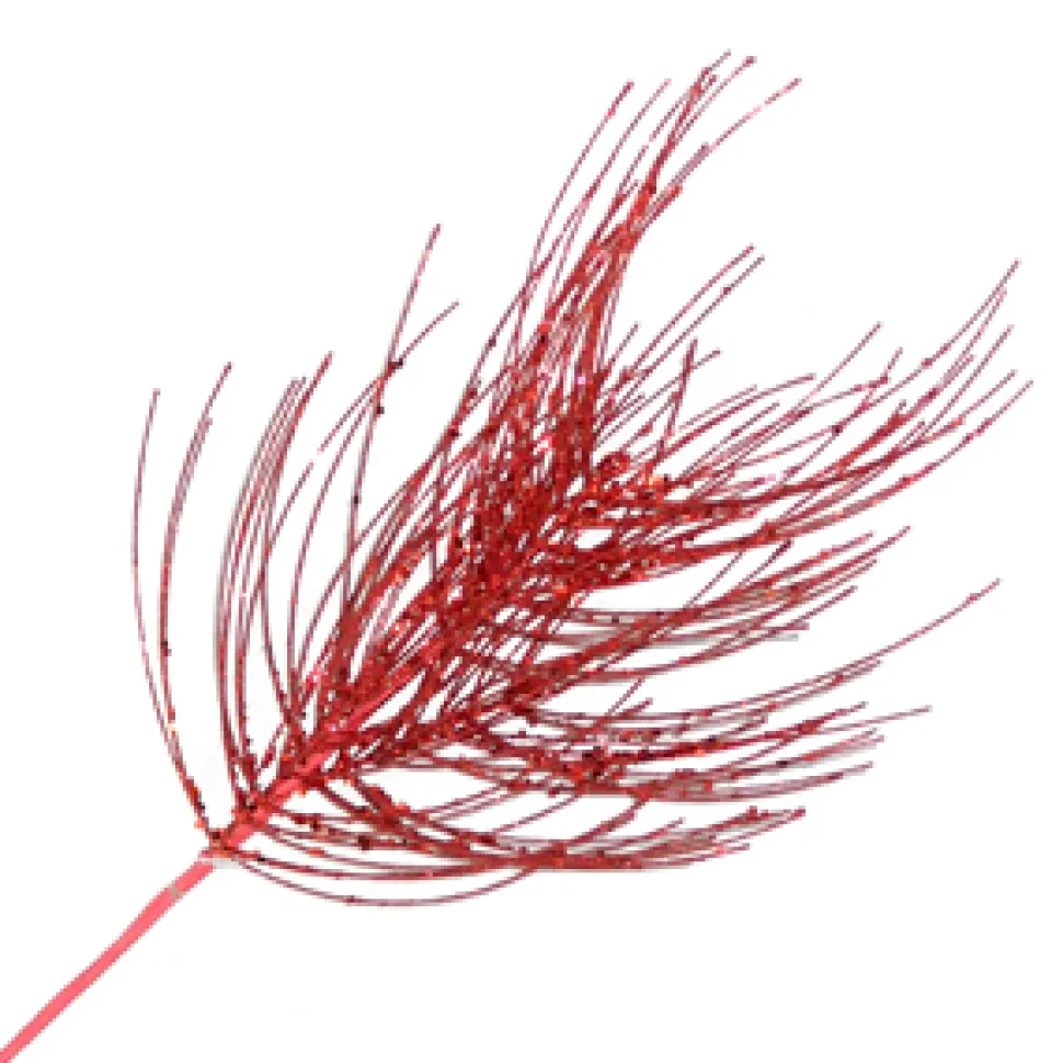SPRAY NEEDLE PINE LONG 26″ RED GLITTER