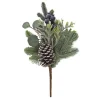 SPRAY PINE 16″ MIXED LEAF/ WHITE WASHEDPINE CONE / BLUE BERRY