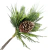 SPRAY PINE 20″ NEEDLE PINE, CEDAR, MAGNOLIA LEAVES W/ FROSTED PINE CONE