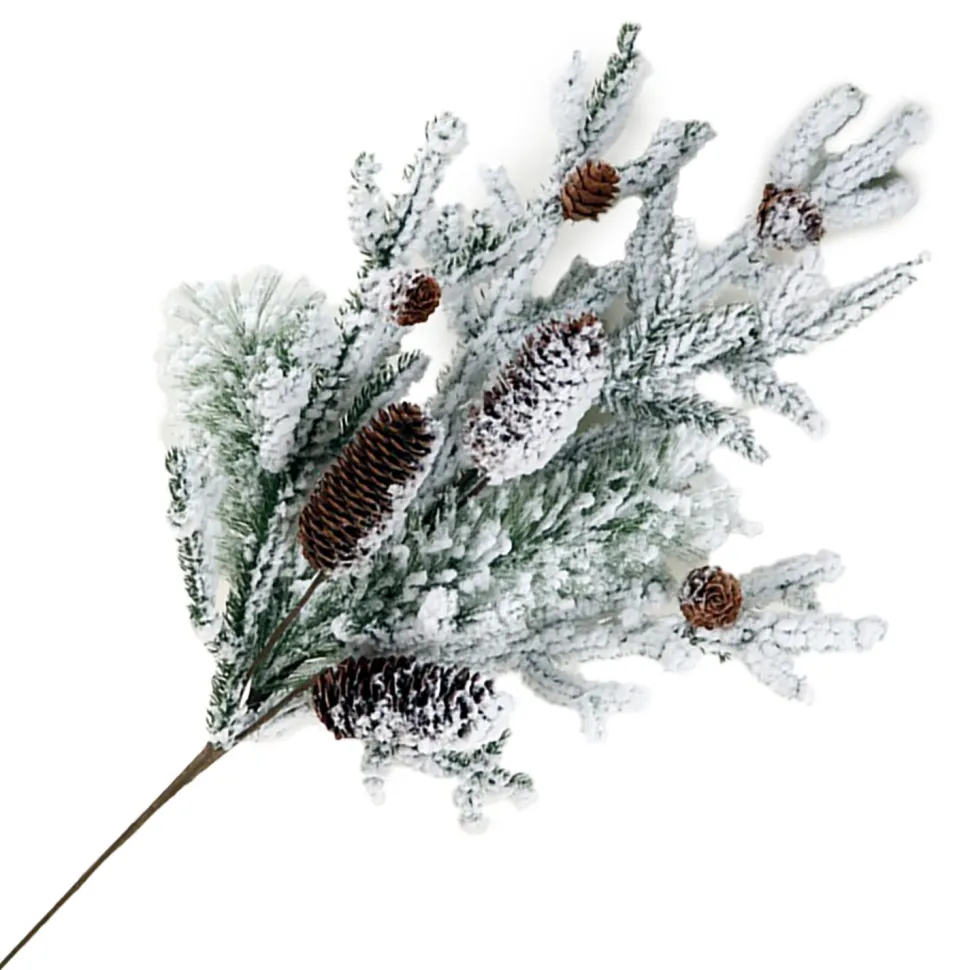 SPRAY PINE FLOCKED 28″ MIXED PINE W/ PINE CONES