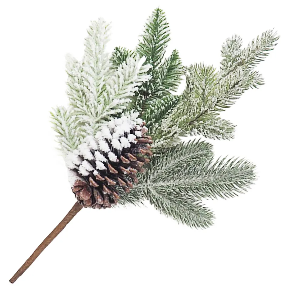 SPRAY PINE FLOCKED 16″ PE PINE W/ CONE