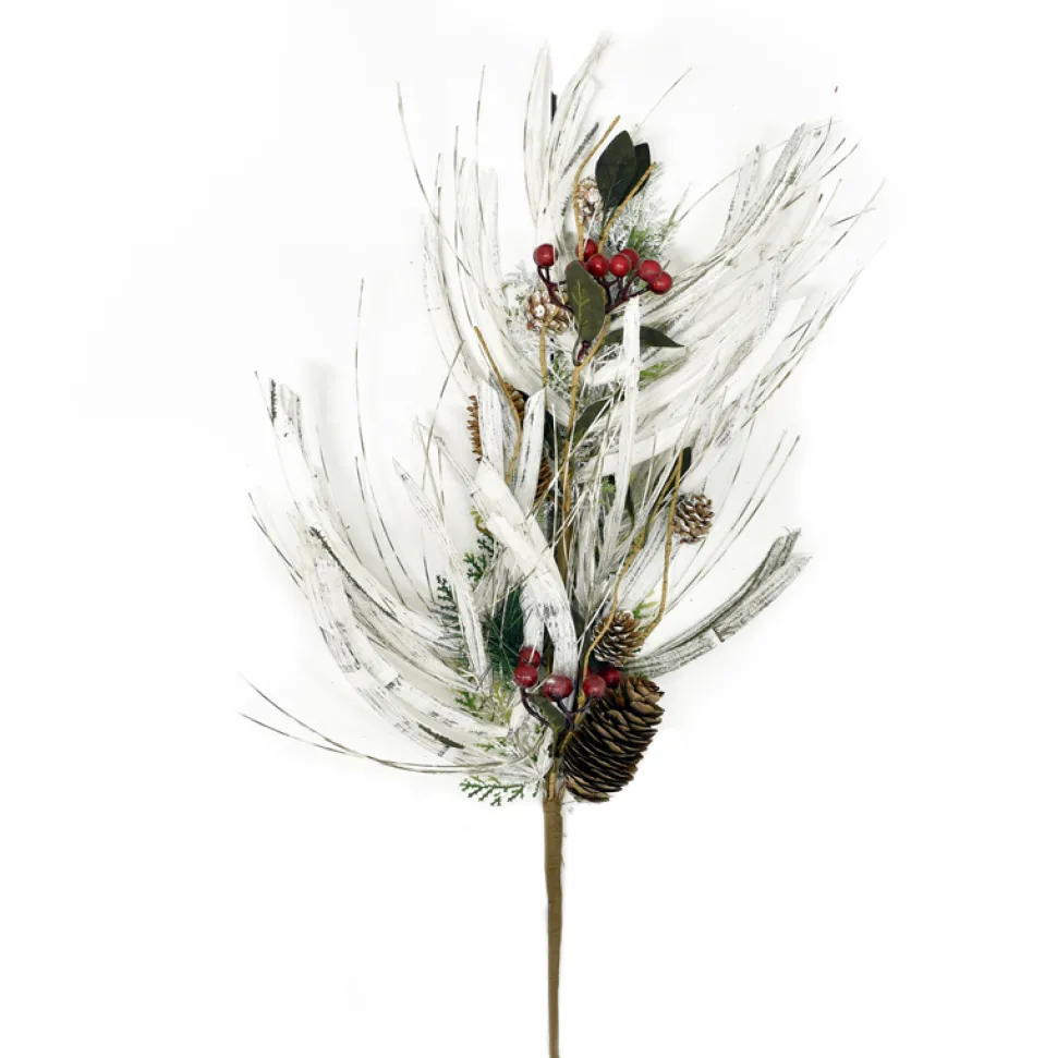 SPRAY PINE FROSTED 31″ FARMHOUSE W/BERRIES & PINE CONE