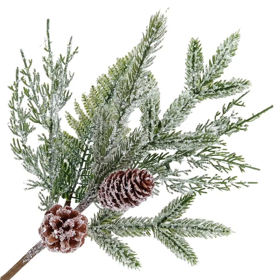 SPRAY PINE FROSTED 17″ MIXED PINE W/ PINE CONES