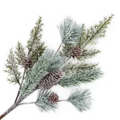 SPRAY PINE FROSTED 19.5″ MIXED PINE W/ PINE CONES