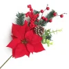 SPRAY RED POINSETTIA 16″ BERRY, EUCALYTUS, CONE