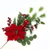 SPRAY RED POINSETTIA 32″ GRN PINE, BERRY & BALLS W/ MIXED GREENERY