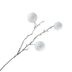 SPRAY TWIG 20.5″ FLOCKED BRANCH W/ 3 SNOWBALLS