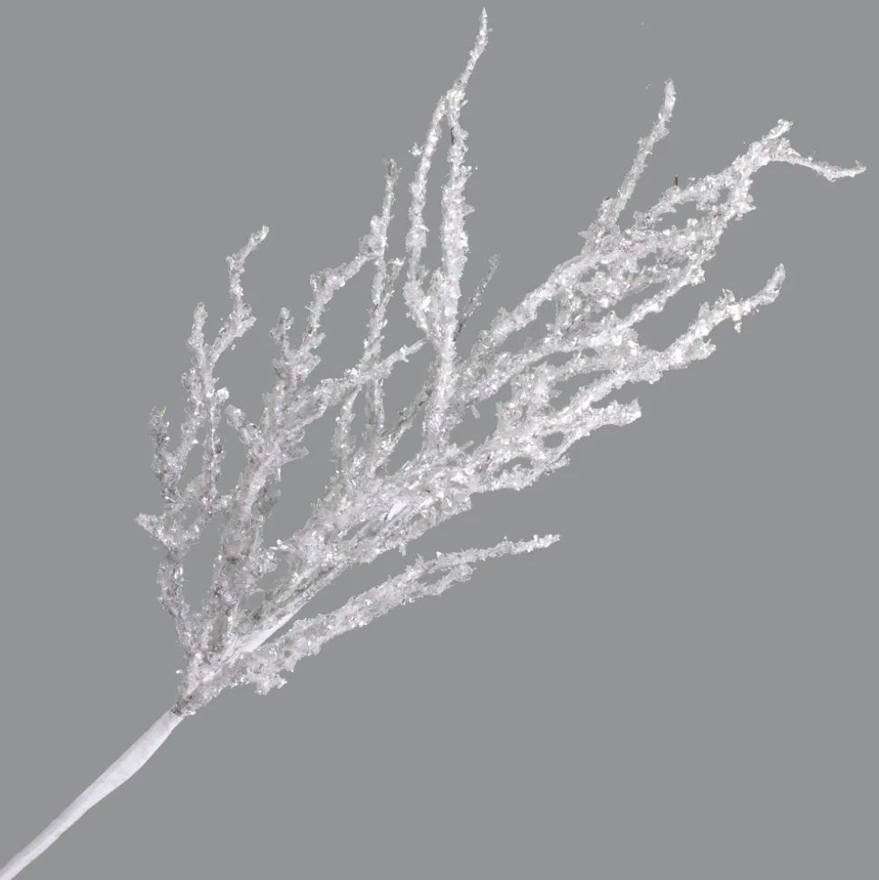 SPRAY TWIG 17.5″ WHITE & ICE GLITTER