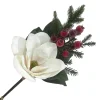 SPRAY WHITE MAGNOLIA 20″ W/ MIXED GREENERY & ICED BERRIES