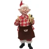 STANDING ELF 15″ RED/ WHITE CARPENTER HOLDING ROCKING HORSE