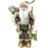 STANDING SANTA 24″ BROWN WOODLAND LOOK W/ SLED