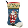 STOCKING 20.5″ BLUE TAPESTRY SANTA DESIGN